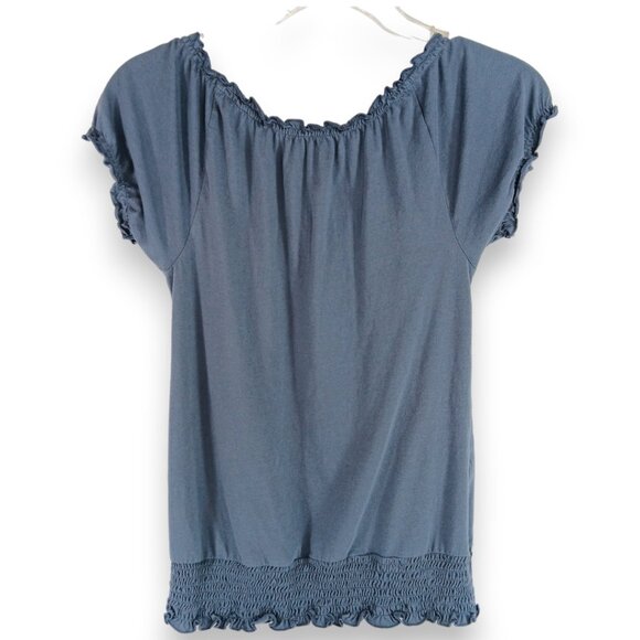 OLD NAVY- Women's Top-X SM-Shirred waist-Short sleeve-Blue-Casual-Summer-Loose - Picture 7 of 9
